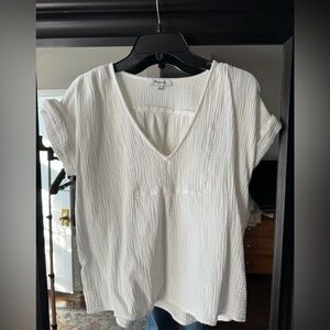 Madewell 100% cotton white v-neck gauze shirt